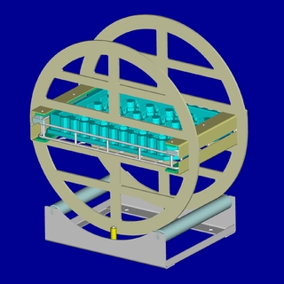 The workpiece holder has to be rotated together with the blister by 180 degrees. Due to lock bolts the metal discs are always locking in the correct position.