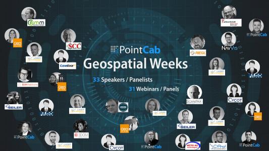 3 months. 31 webinars. 33 speakers.
Get ready for the PointCab Geospatial Weeks.
We want to support you in your work during the pandemic with digital webinars again. This year, we were able to attract even more experts from a wide range of fields. Don’t miss out on one of the biggest webinar series the geospatial community has ever seen.