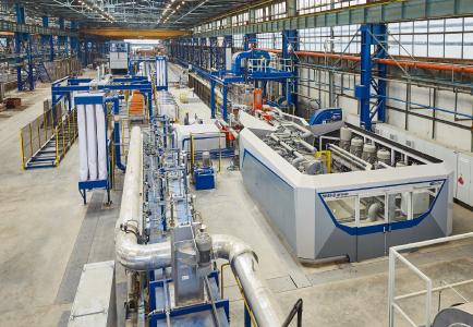 Die neue Strangpresslinie mit der HybrEx®25 bei Alcomet in Shumen, Bulgarien.