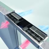 Das neue, dezentrale Lüftungssystem VentoTherm Twist von Schüco in Kooperation mit Renson überzeugt durch einen hohen Wirkungsgrad der Wärmerückgewinnung von bis zu 80 Prozent, Bild: Schüco International KG