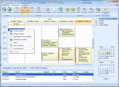 Ein mögliches Layout zur Anzeige der Wochanansicht im cobra Terminmanager, Bildquelle: cobra