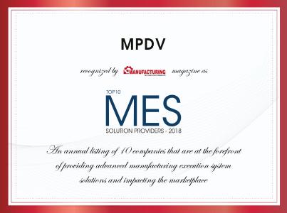 MPDV is one of the “Top 10 MES Solution Providers – 2018”. Image source: Manufacturing Technology Insights