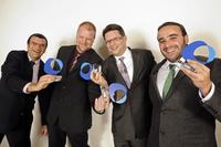 PROVALIN und ARTiSEAL gewinnen den ALTANA Innovation Award 2011 für PVC-freie Vakuumdrehverschlüsse. Im Bild die Gewinner des ALTANA Innovation Awards 2011 (v.l.n.r.): Dr. José Quibén (ACTEGA Artística), Michael Lucas (ACTEGA Rhenania), Dr. Rüdiger Wittenberg (ACTEGA DS) und Ricardo Lourido (ACTEGA Artística)