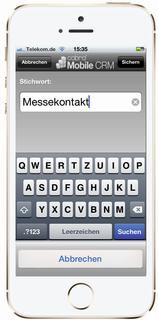 Wenn es mal wieder schnell gehen soll: Mit der Stichwortsuche in cobra Mobile CRM werden im Handumdrehen die aktuellsten Adressen und Einträge zu einem Thema gefunden. Bild: cobra