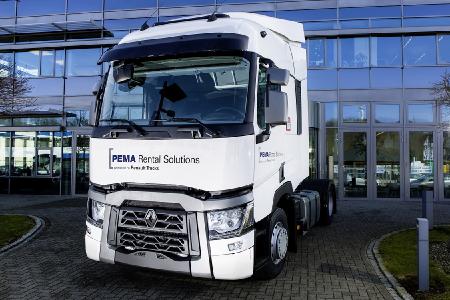 Die PEMA GmbH und Renault Trucks bieten mit PEMA Rent Flex ein Pay-per-Use Angebot für die Fernverkehrsbaureihe T an. Foto: © Renault Trucks