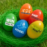 Pünktlich zu Ostern: viele neue „Kunststoffe-Eier“ im Vogel-Nest.