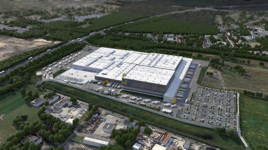Foto: phase 5 GmbH Aus dem neuen Verteilzentrum in Oberhausen werden zukünftig fast 600 EDEKA-und Trinkgut- Märkte beliefert.