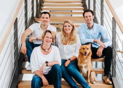 Das Kernteam des Münchner Startups VisionHealth: A. Sivris, Dr. S. Häußermann, M. Seyffertitz, P. Kroneberg (v.l.n.r.)