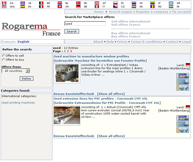 Screenshot Rogarema_Suchfunktion Marktplatz Ausland