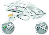 Weidmüller MultiCard: Weidmüller is expanding its MultiCard system with the new variants SwitchMark SM 27/18-22 and SM 36/18-30. Detail 1: The SM 36/18-30 marks buttons up to a diameter of 30 mm. Detail 2: The SM 27/18-22 is a combination of a marker and holder for button holes up to 22 mm in diameter
