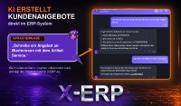 Der KI-Assistent Xmiley erstellt in X‑ERP per Spracheingabe ein Kundenangebot, fragt bei Unklarheiten gezielt nach und legt den fertigen Beleg direkt im ERP-System an