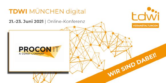 Das IT-Beratungshaus PROCON IT nimmt an dem Branchentreff TDWI München digital 2021 teil.