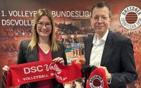 DSCVOLLEY Managing Director Sandra Zimmermann and Arvato Systems CEO Matthias Moeller launch “DSCVOLLEY Kids”