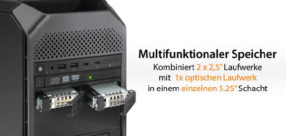 ICY DOCK ToughArmor MB602SPO-B 2 x 2,5" SAS/SATA SSD/HDD & (Ultra) Slim ODD Wechselrahmen