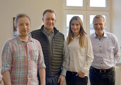 Christoph Beck (Teamleiter Mobilfunk), Peter Schwinn (Geschäftsführer Epsilon Telecom GmbH), Daniela Falter, Achim Hager (Vorstandsvorsitzender HFO Telecom AG)