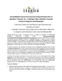 [PDF] Press Rease: Consolidated Uranium Announces Proposed Spin-Out of Labrador Uranium Inc., Creating a New Labrador Focused Uranium Explorer and Developer