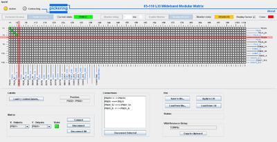 Figure 3. The soft front panel of the 65-110 can be accessed through the LXI configuration pages to either control or monitor the matrix settings. The LXI controller presents the matrix as a single entity, greatly simplifying the user understanding of the setting