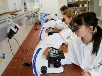 Das Angebot zum Zukunftstag ist an der HSB immer vielfältig. Das Foto zeigt Schülerinnen im Labor bei einer Veranstaltung in früheren Jahren. / Copyright: HSB