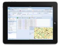 Das iPad mit dem firmApp „AuGe“ Ausschreibungen Geocodiert. Dieses liefert Informationen rund um das Geschehen im Liefermarkt mit Daten in Echtzeit. Dieses firmApp gibt es übrigens auch von der PRAXIS Software AG.