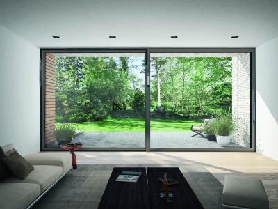 Ausgezeichnet mit dem German Design Award 2020 als "Winner": Schüco Schiebesystem-Plattform ASE 60/80 TipTronic, Bildnachweis: Schüco International KG