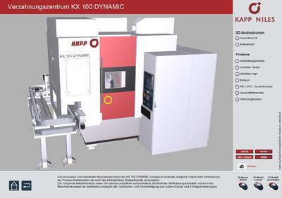 Auszug Interaktive Touchscreen-Präsentation, Fma. KAPP-NILES
(Interaktive 3D-PDF Produktpräsentation Verzahnungszentrum KX 100 DYNAMIC)