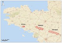 Figure 1: Location of Aurania’s permits in France.