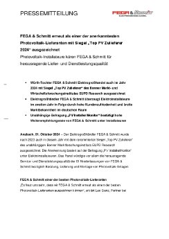 20241001_FEGA & Schmitt erneut als einer der besten PV Zulieferer ausgezeichnet.pdf