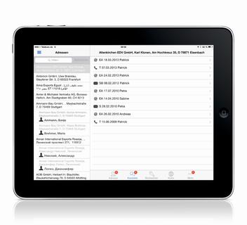 cobra Mobile CRM iPad Adressliste mit Kontakten zur Adresse