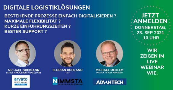 Webinar mit Arvato, Advantech und NIMMSTA.