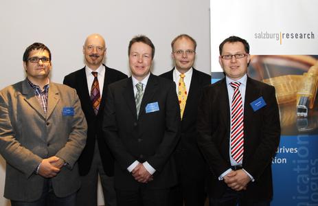v.l.n.r: Privatdozent Dr. Karl Dörner und Univ.-Prof. Dr. Richard Hartl,Systemhersteller Dr. Tore Grünert,Dipl. Ing. Matthias Kabel ,und Veranstalter Dr. Günter Kiechle