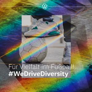Fußball ist für alle da! Volkswagen setzt sich mit der Aktion #WeDriveDiversity für Vielfalt im Fußball ein. © C3