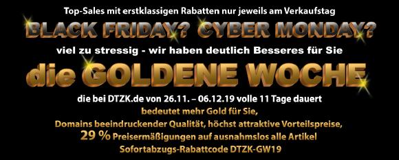 11 vorteilhafte Tage "Goldene Woche" beim Domainfachhändler DTZK.de