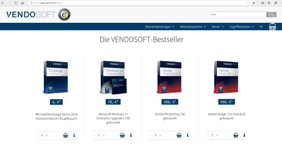 Der neue VENDOSOFT-Online-Shop lockt mit Angeboten und hohen Einsparungen beim Kauf gebrauchter Software
