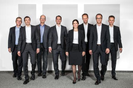 v.l.n.r.: Hans-Jürg Schneider, Heiko Faller, Teddy Graf, Roman Hugelshofer, Gabriela Keller, Adrian Berger, Lukas Ehrensperger, Dominik Moser