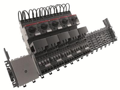 Neue Adapter und Kombimodule von ABB erlauben die Aufnahme von Motorschutzschaltern und Schützen in push-in Federzuganschlusstechnik für die Installation auf Smissline / Bild: ABB