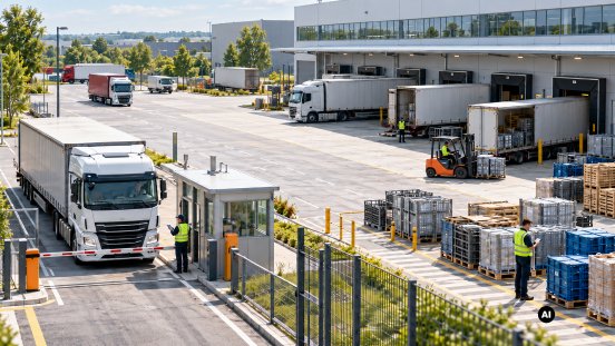 Moderner Logistikhof mit Laderampen