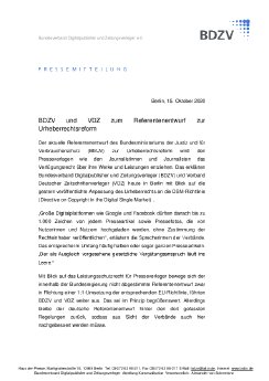 20201015_PM_BDZV und VDZ zum Referentenentwurf zur Urheberrechtsreform.pdf