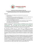 [PDF] Pressemitteilung: Canada Nickel meldet den erfolgreichen Abschluss der Kohlenstoffspeicher-Pilotanlage und bestätigt den Wert der Kohlenstoffspeicherkapazität