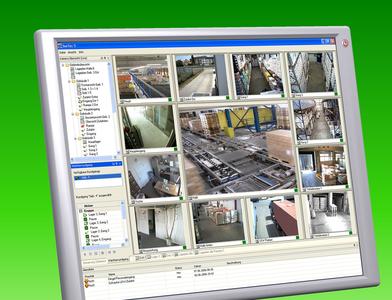 Videoüberwachungs-Leitstand in einer Produktionsfirma