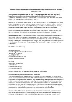 Endeavour Silver Grants Option to Purchase Guadalupe y Calvo Project in Chihuahua-JS.pdf