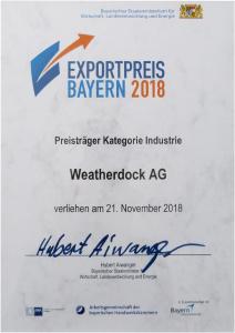Certificate Bavarian Export Award 2018 - Winner