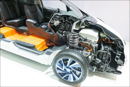 Display of a Chassis of an electric car with battery and drive.JPG
