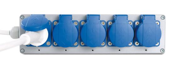 Industriesteckdose mit flachem Aluminiumgehäuse