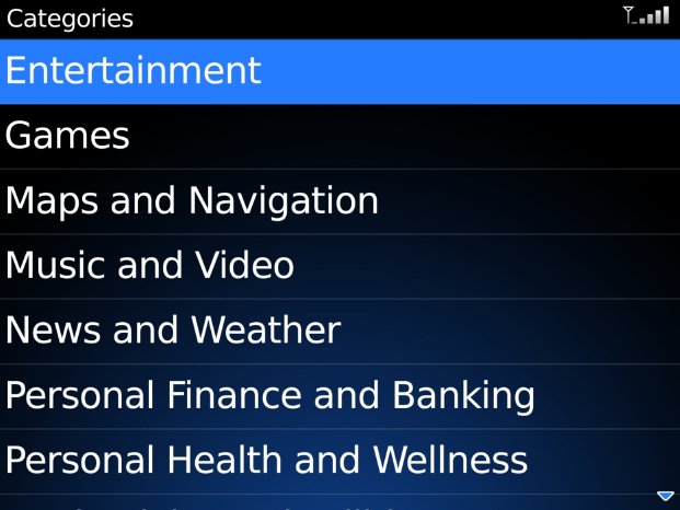 BlackBerry App World Categories.jpg