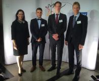 Bei der Bundesbestenehrung in Berlin (von links): IHK-Vizepräsidentin Kirsten Hirschmann, die Bundesbesten aus der Region Heilbronn-Franken Till Friedrich aus Oberstenfeld und Jonas Klöckner aus Nistertal sowie Dietmar Niedziella, Mitglied der IHK-Geschäftsleitung und Leiter Berufsbildung / Foto: IHK