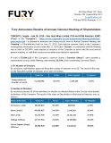 [PDF] Press Release: Fury Announces Results of Annual General Meeting of Shareholders
