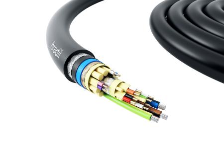 Armoured Multi-Ethernet Cabel by Hradil Spezialkabel with double sheath, double armouring, extrusion-embedded design