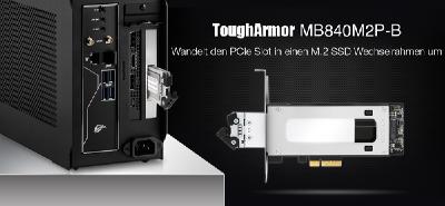 Der neue Tougharmor M.2 NVMe SSD zu PCIe 3.0 x4 Wechselrahmen für PCIe Erweiterungsslots
