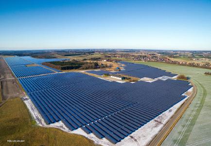Aerial view of 50.4MW Vandel Solarpark