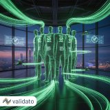 Vast futuristic control room inside a floating space station above the Alps, panoramic windows reveal the glowing skylines of Zurich, Vienna and Frankfurt at night. In the center: a colossal holographic firewall made of human silhouettes, arranged like interlocking shields, each glowing with checkmarks and trust seals. Around them, streams of green-silver data flow like energy rivers, forming a protective dome over the cities below. In orbit: hovering security drones projecting holographic shiel Vast futuristic control room inside a floating space station above the Alps, panoramic windows reveal the glowing skylines of Zurich, Vienna and Frankfurt at night. In the center: a colossal holographic firewall made of human silhouettes, arranged like interlocking shields, each glowing with checkmarks and trust seals. Around them, streams of green-silver data flow like energy rivers, forming a protective dome over the cities below. In orbit: hovering security drones projecting holographic shiel